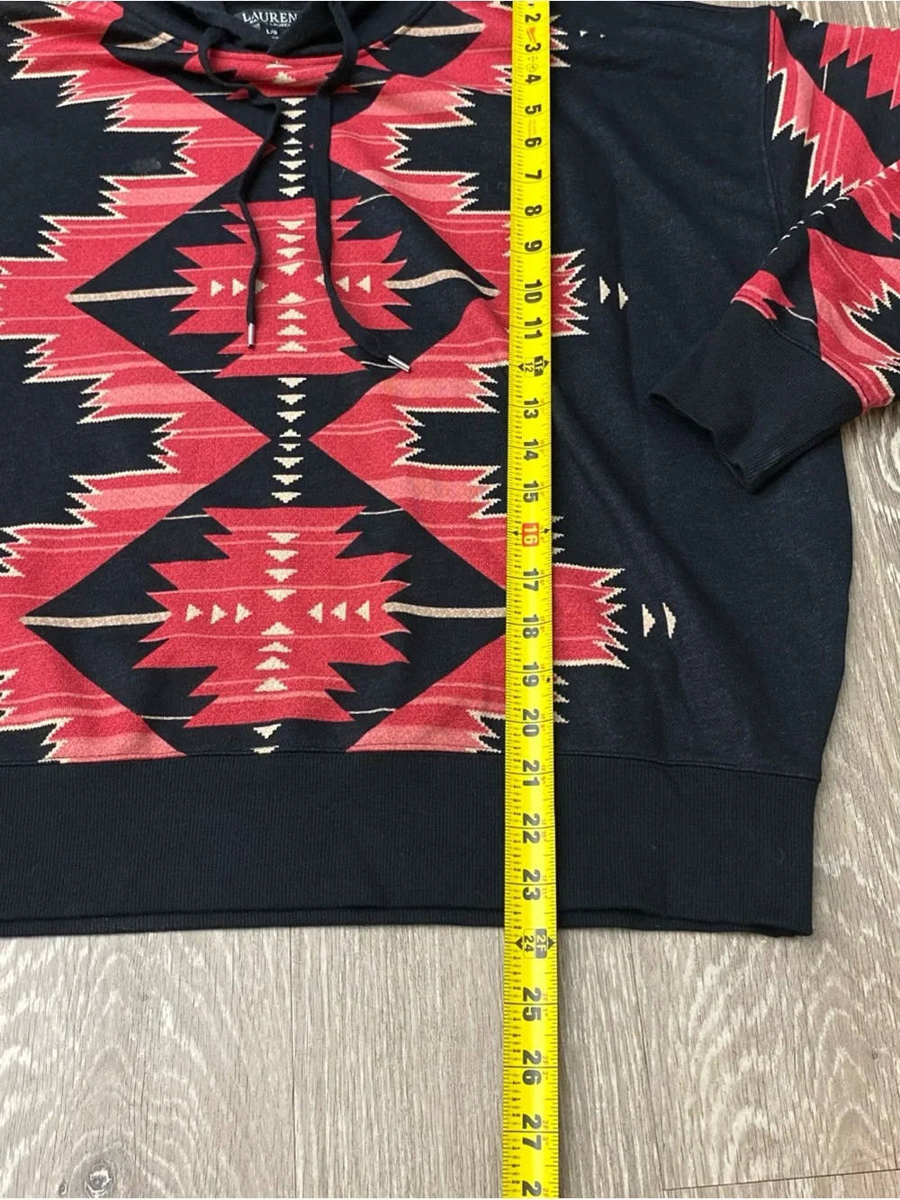 Ralph Lauren Black Hooded Pullover with Red Accent Large